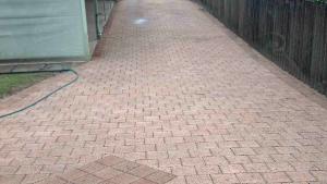 Finished result on brick pavers after pressure cleaning image