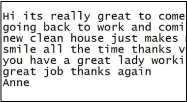 Email Testimonial from housewife going back to work