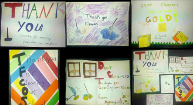 Hand paintings from children from a school we clean.. Very touching.. Thankyou